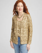 Foil Print Long-sleeve Cardigan - US 4386