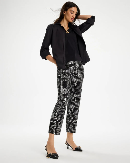 Emme Fly Front Straight Printed Crop Pants - US 3116