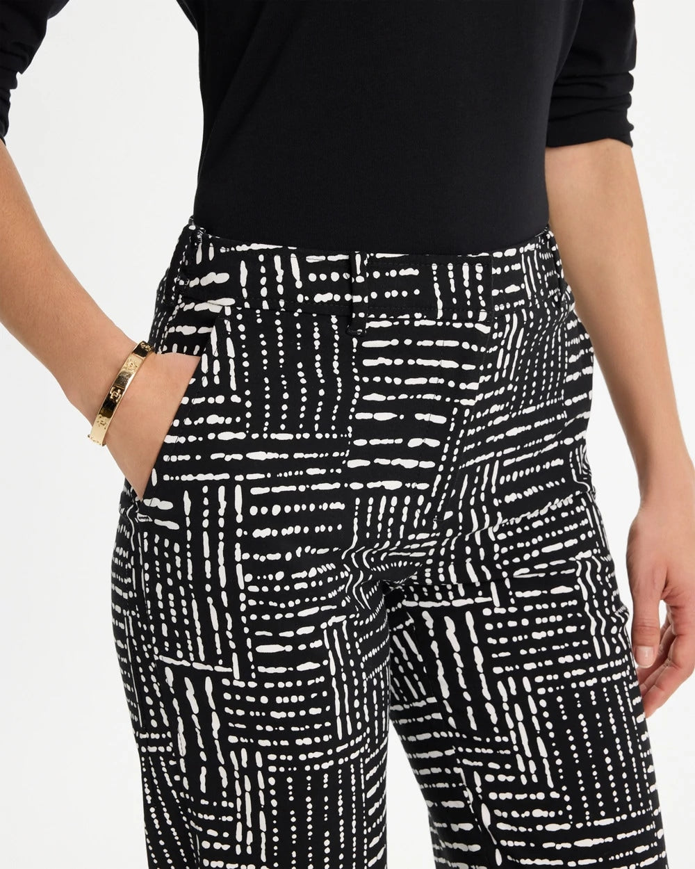 Emme Fly Front Straight Printed Crop Pants - US 1587