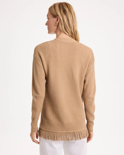 Cotton-Blend Fringed Long-Sleeve Cardigan - US 4546