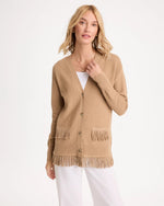 Cotton-Blend Fringed Long-Sleeve Cardigan - US 4546