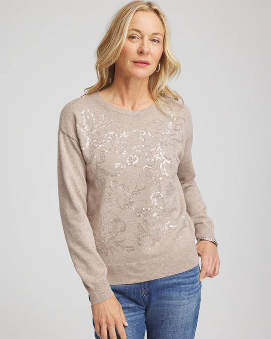 Floral Sequined Pullover - US 3861