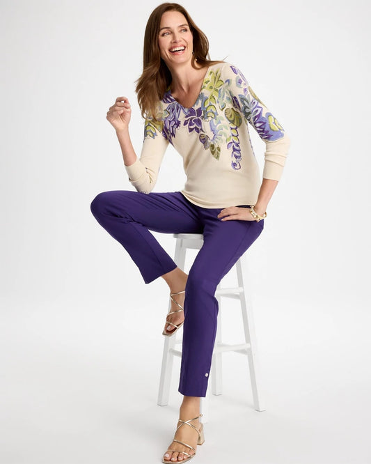 Ella Garden Print Long-Sleeve Pullover Sweater - US 8713