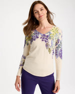 Ella Garden Print Long-Sleeve Pullover Sweater - US 8713