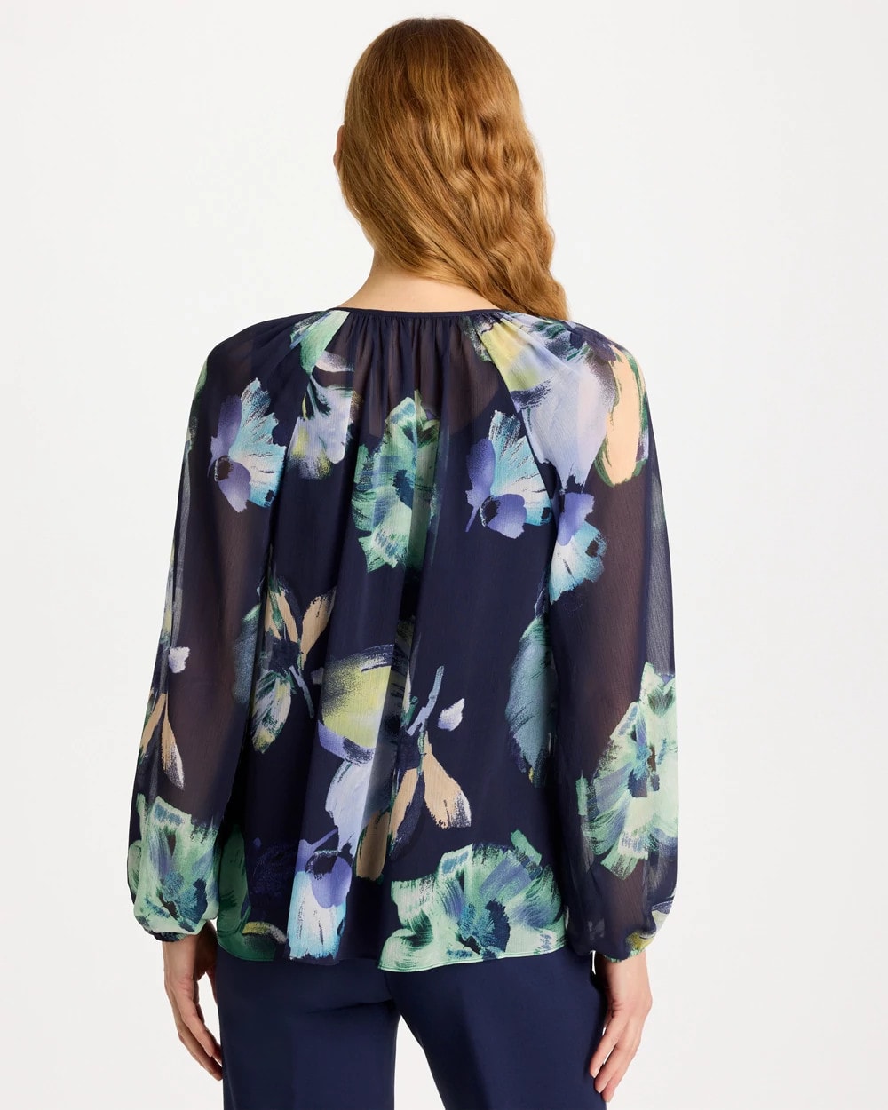 Crinkle Chiffon Tie-Front Blouse - US 9428