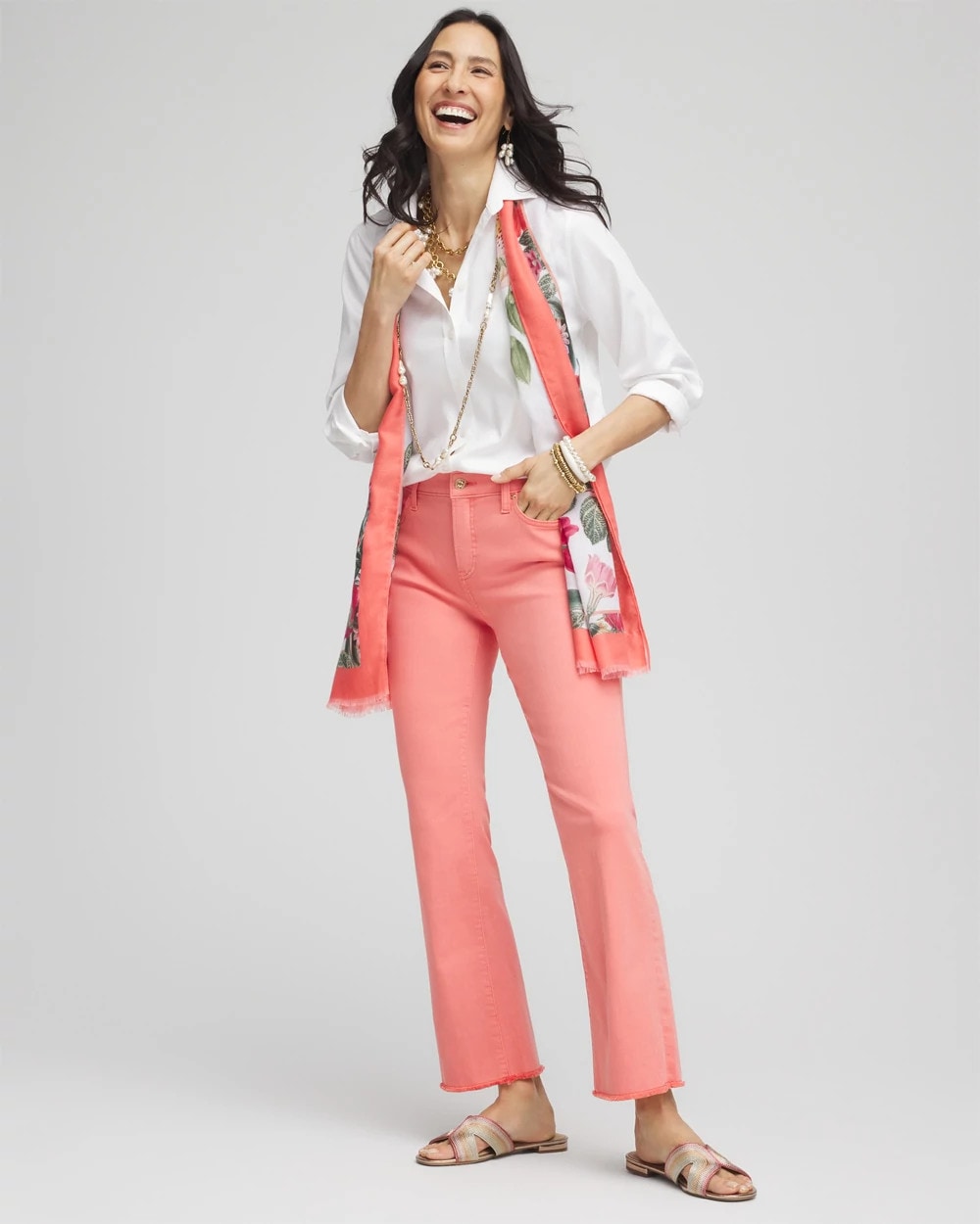 Girlfriend Fray Hem Kick Flare Jeans - US 3849