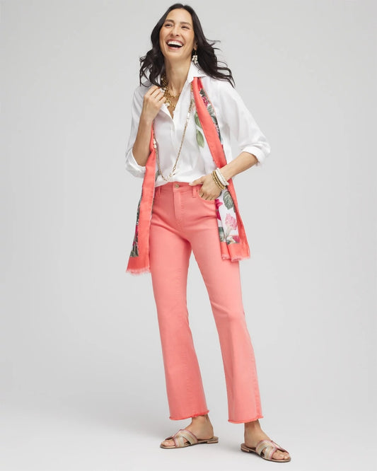 Girlfriend Fray Hem Kick Flare Jeans - US 3849