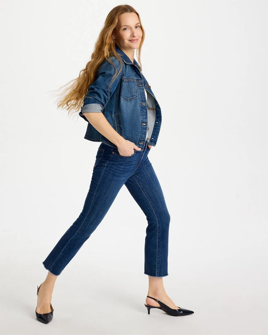 Girlfriend Fray Hem Kick Flare Jeans - US 8394