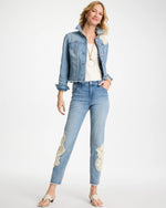 Girlfriend Slim Crochet Fray Ankle Jeans - US 4409