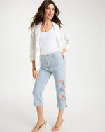Girlfriend Slim Striped Capri Jeans - US 4545