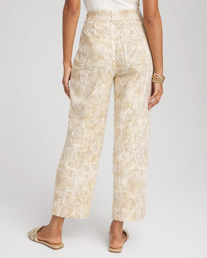 Printed Cropped Straight-Leg Pants - US 7822