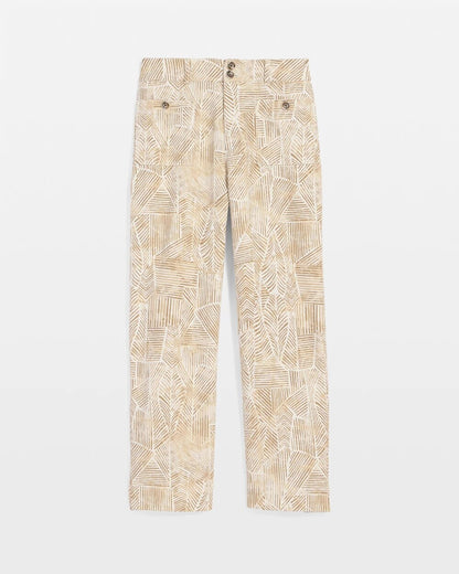 Printed Cropped Straight-Leg Pants - US 7822