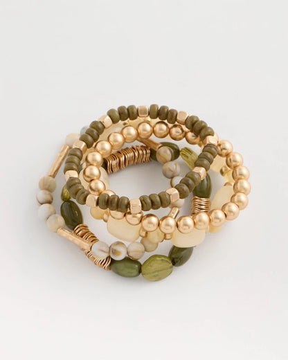 Green Stretch Bangle Set of Five - US 3855