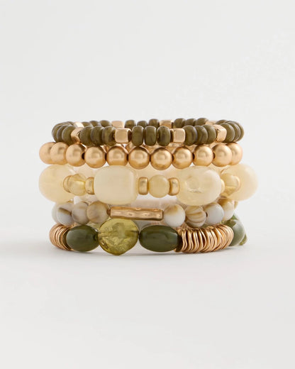 Green Stretch Bangle Set of Five - US 3855