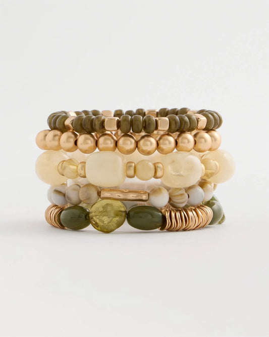 Green Stretch Bangle Set of Five - US 3855