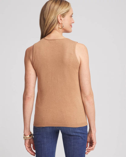 Floral Heatset V-neck Sweater Tank - US 0109