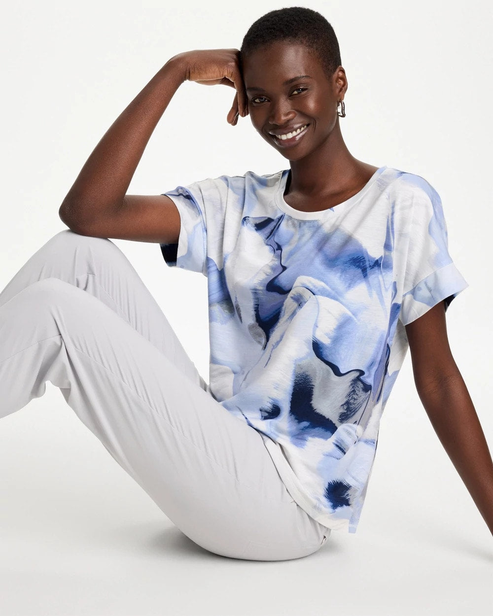 Zenergy® Placed Print Drop Shoulder Tee - US 7947