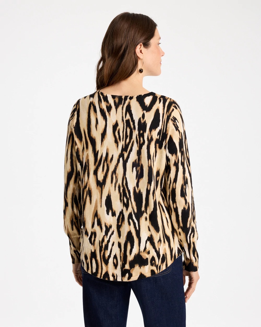 Ella Ikat Print V-Neck Pullover Sweater - US 0998