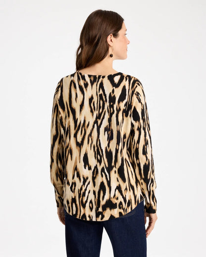 Ella Ikat Print V-Neck Pullover Sweater - US 0998