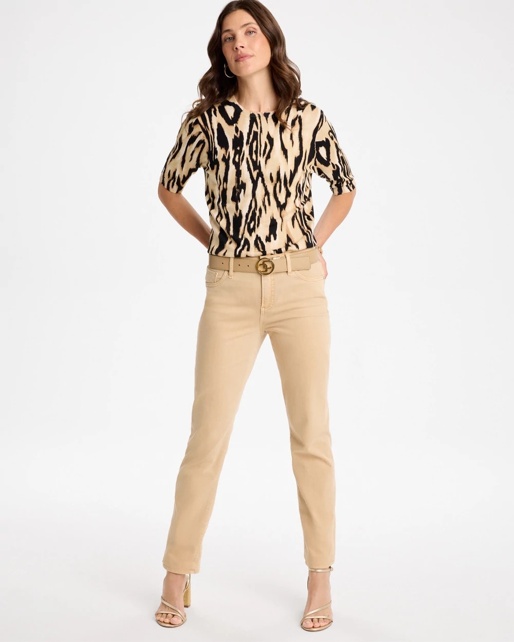 Ella Ikat Print Short-Sleeve Sweater - US 3554