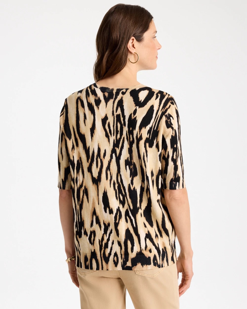 Ella Ikat Print Short-Sleeve Sweater - US 3554