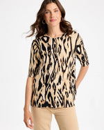 Ella Ikat Print Short-Sleeve Sweater - US 3554