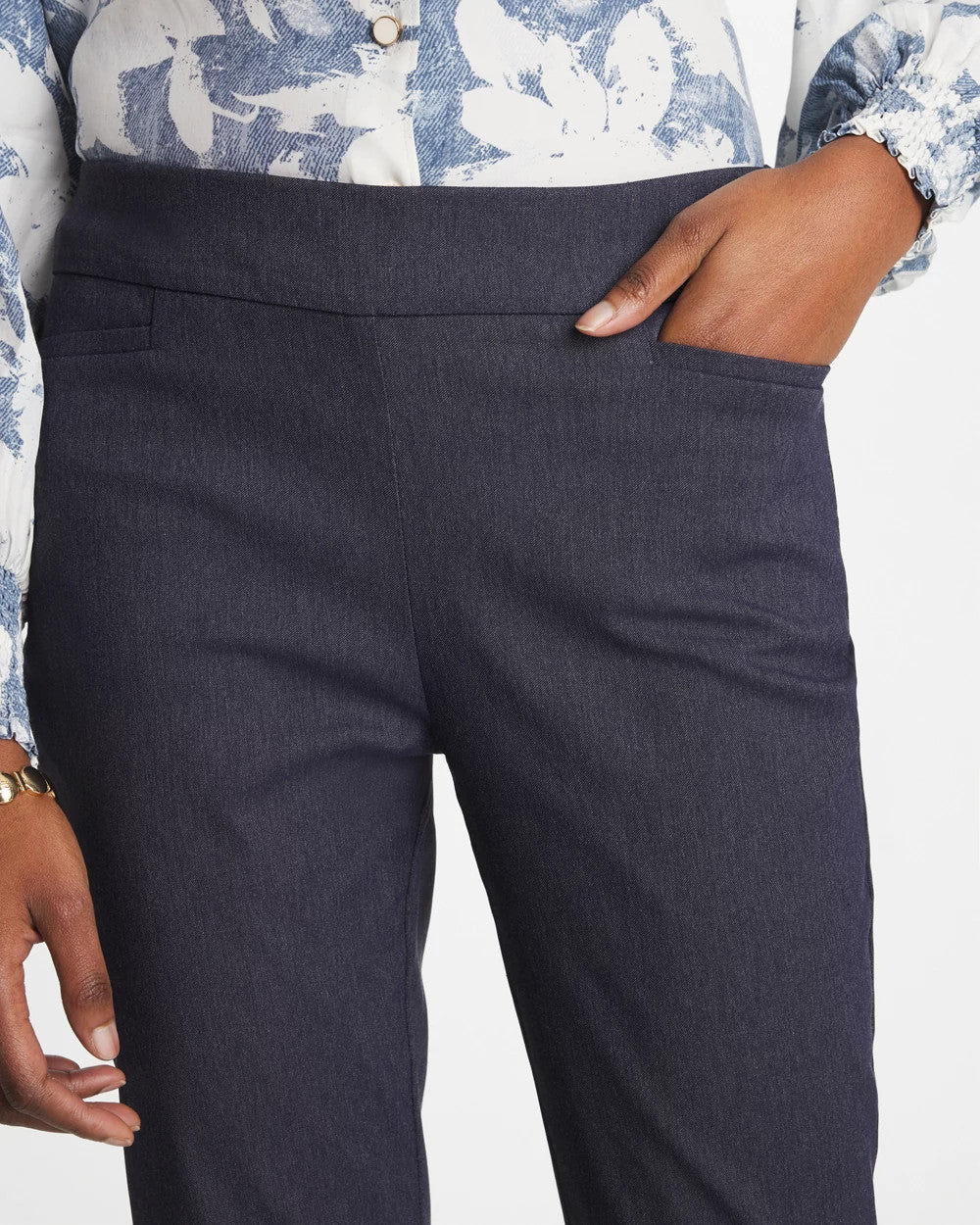 Indigo Brigitte™ Slim Pull-On Ankle Pants - US 0714