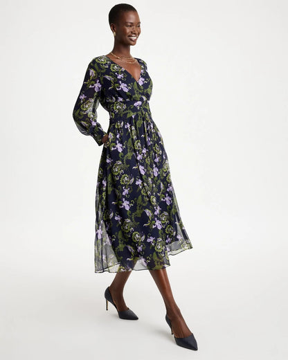 Crinkle Chiffon Surplice Maxi Dress - US 2289