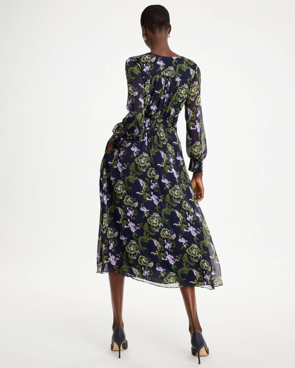 Crinkle Chiffon Surplice Maxi Dress - US 2289