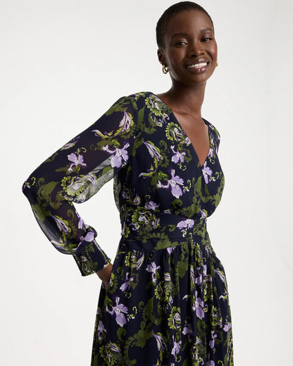 Crinkle Chiffon Surplice Maxi Dress - US 2289