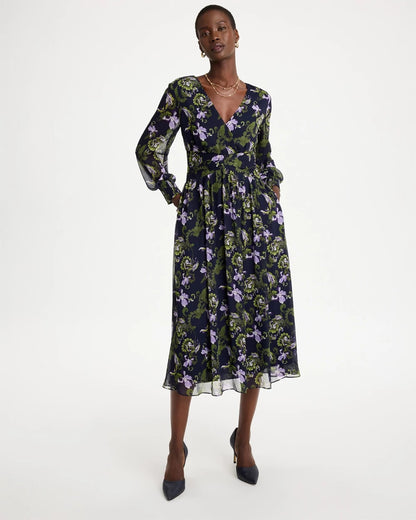 Crinkle Chiffon Surplice Maxi Dress - US 2289