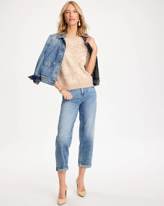 Ella Soutache Short-Sleeve Sweater - US 6488