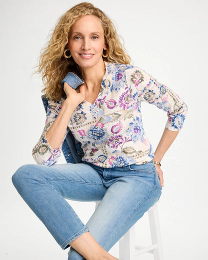 Printed V-Neck Pima Tee - US 8610