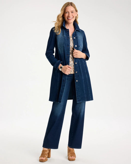Knit Denim Elongated Topper - US 2737