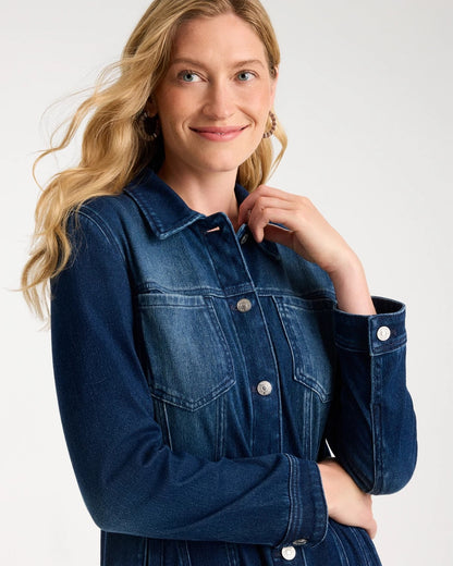 Knit Denim Elongated Topper - US 2737