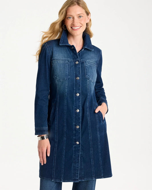 Knit Denim Elongated Topper - US 2737