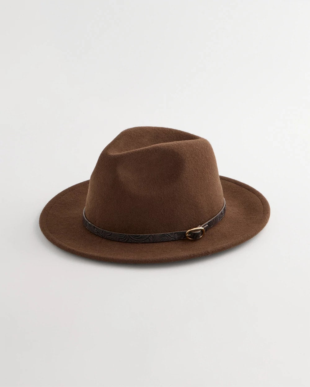 Paisley-Print-Trim Wool Felt Fedora Hat - US 4592