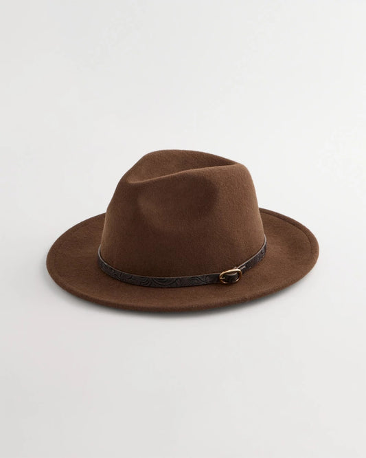 Paisley-Print-Trim Wool Felt Fedora Hat - US 4592