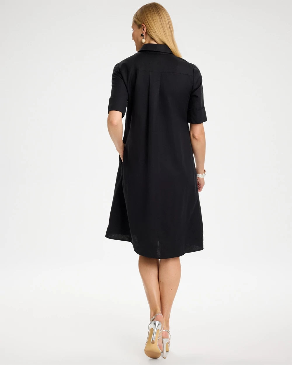 Embellished Linen Popover Dress - US 3762