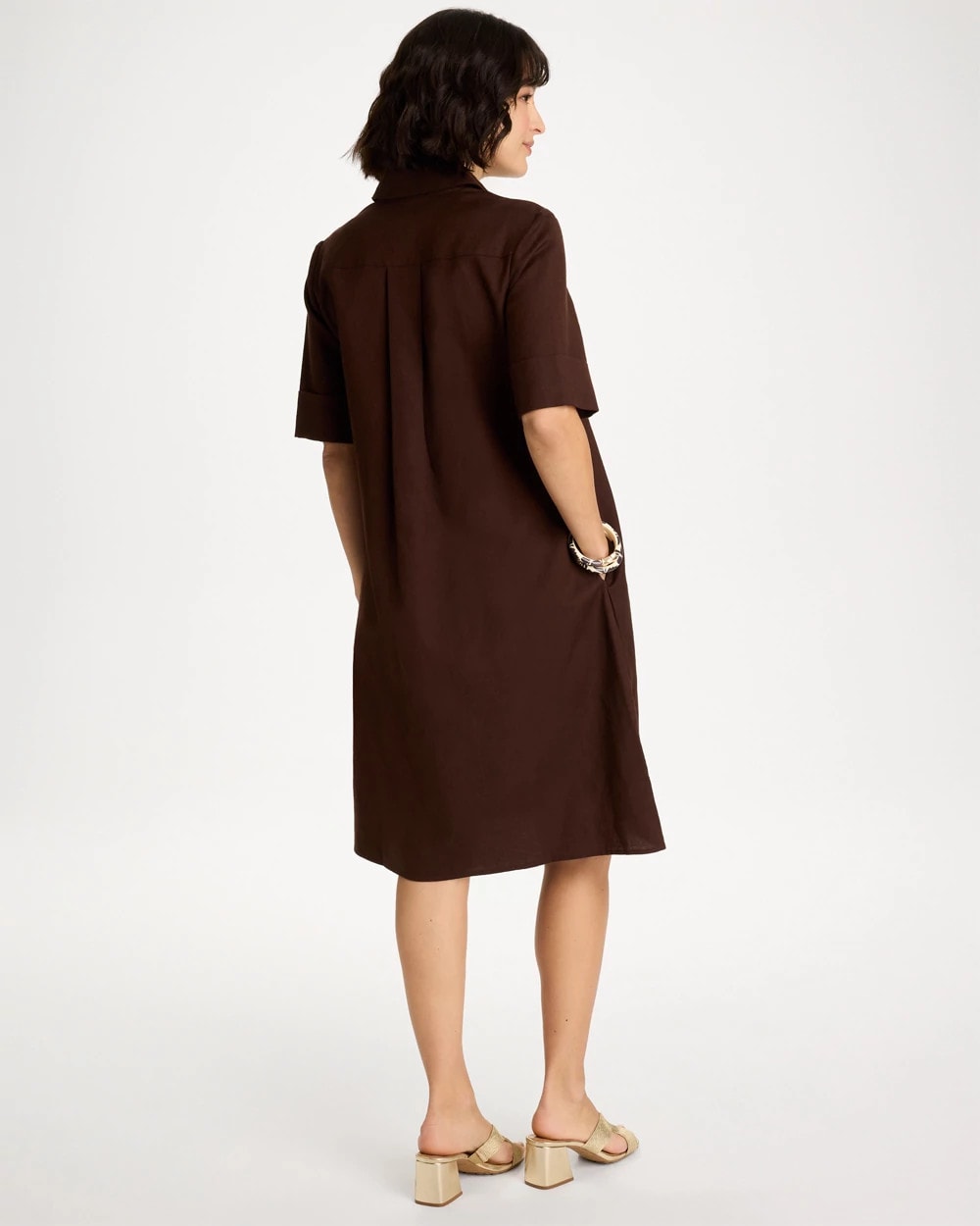 Embellished Linen Popover Dress - US 8667