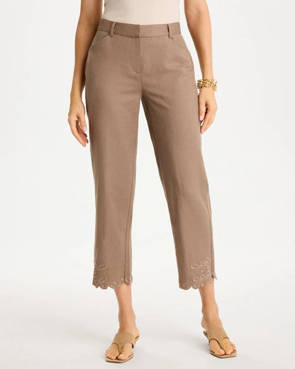 Linen Fly Front Pants - US 7282