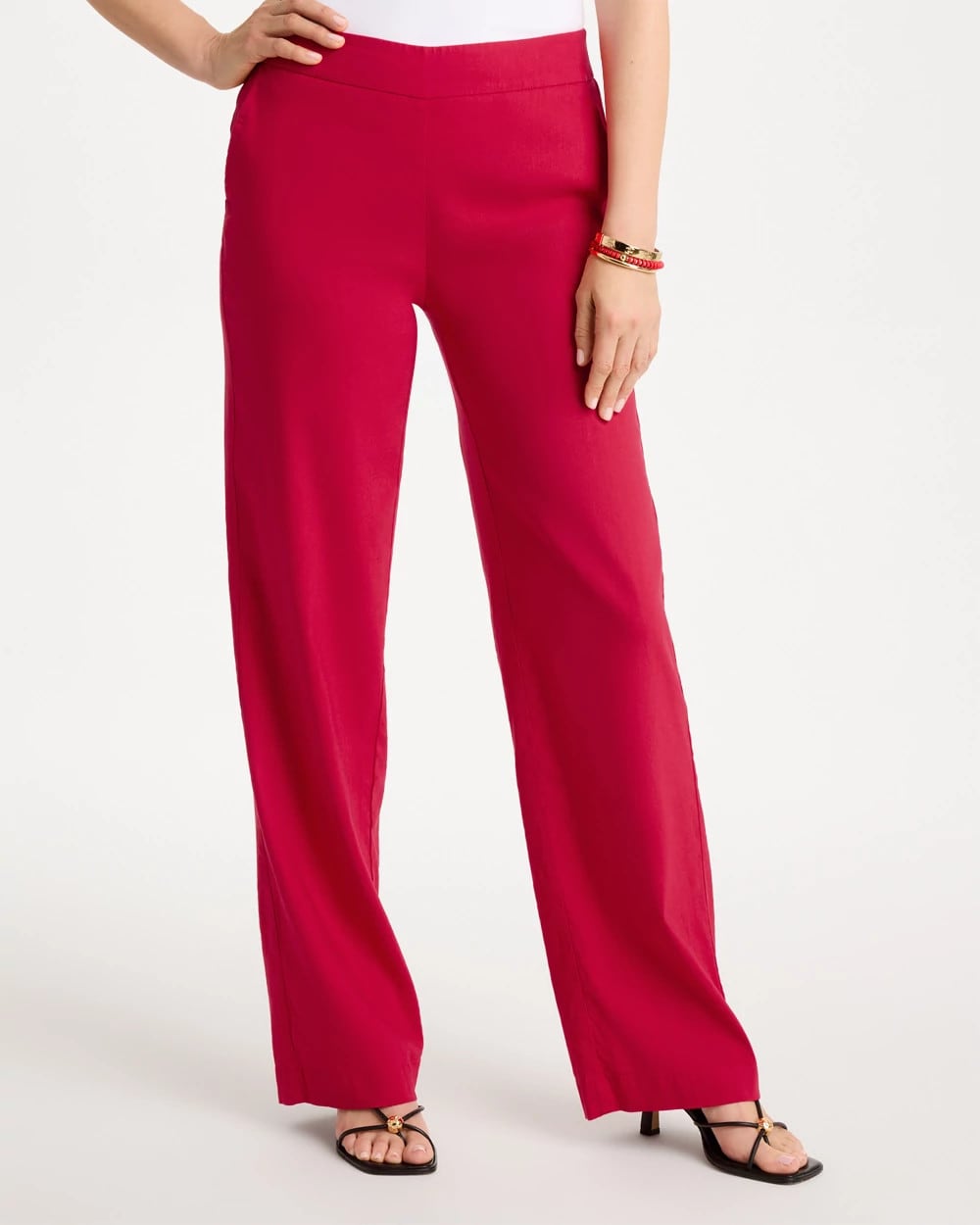 Pull-On Wide-Leg Linen Pants - US 3666