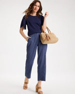 Pinstripe Soft-Stretch Linen Crop Pant - US 9465