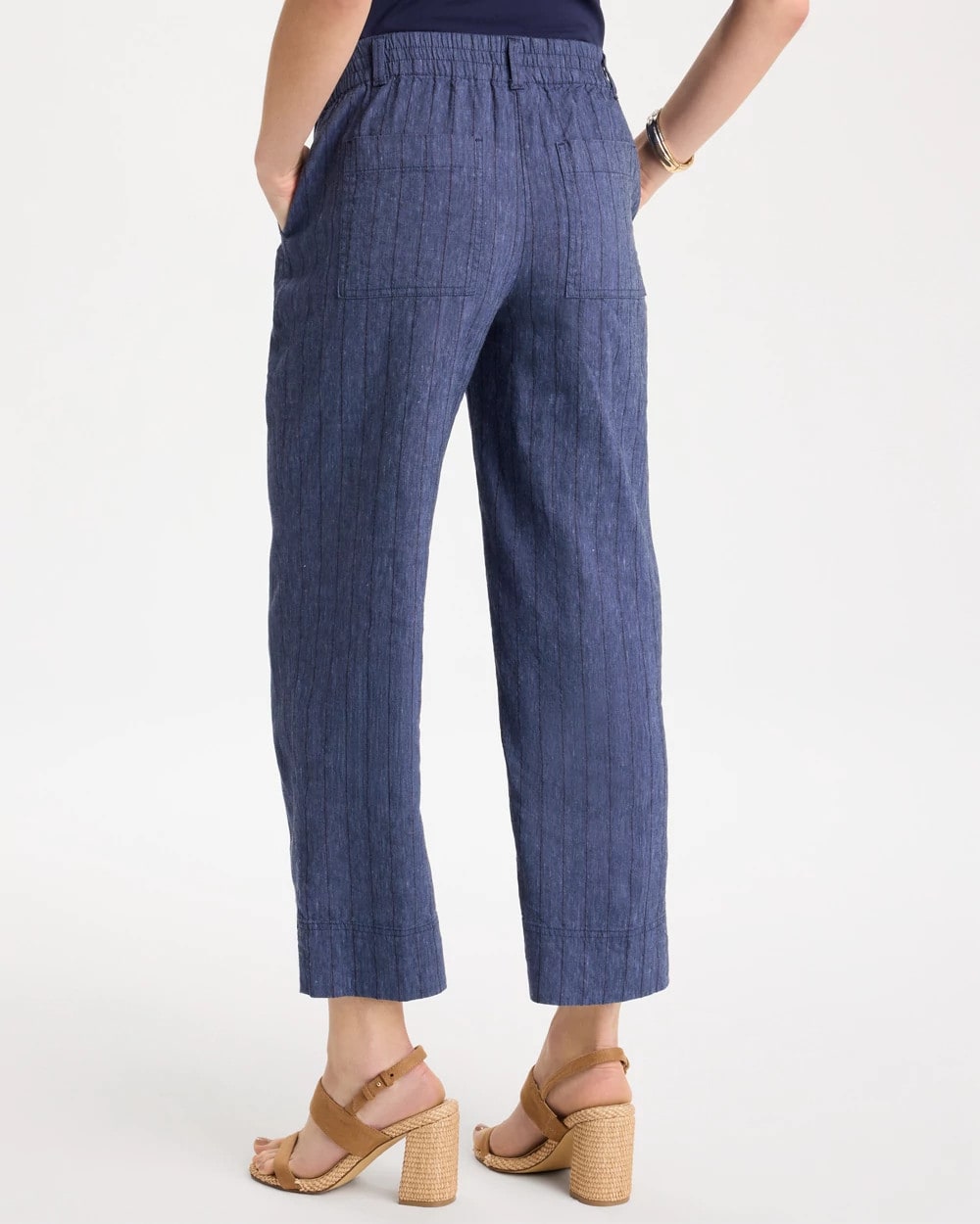 Pinstripe Soft-Stretch Linen Crop Pant - US 9465