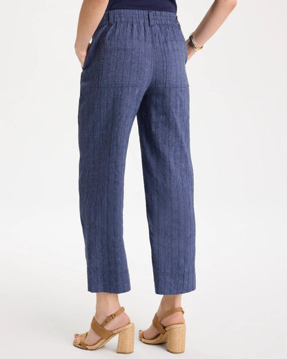 Pinstripe Soft-Stretch Linen Crop Pant - US 9465
