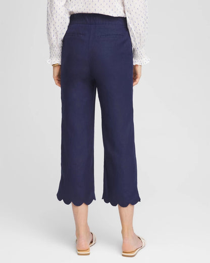 Linen Scallop Hem Crop Pants - US 3407
