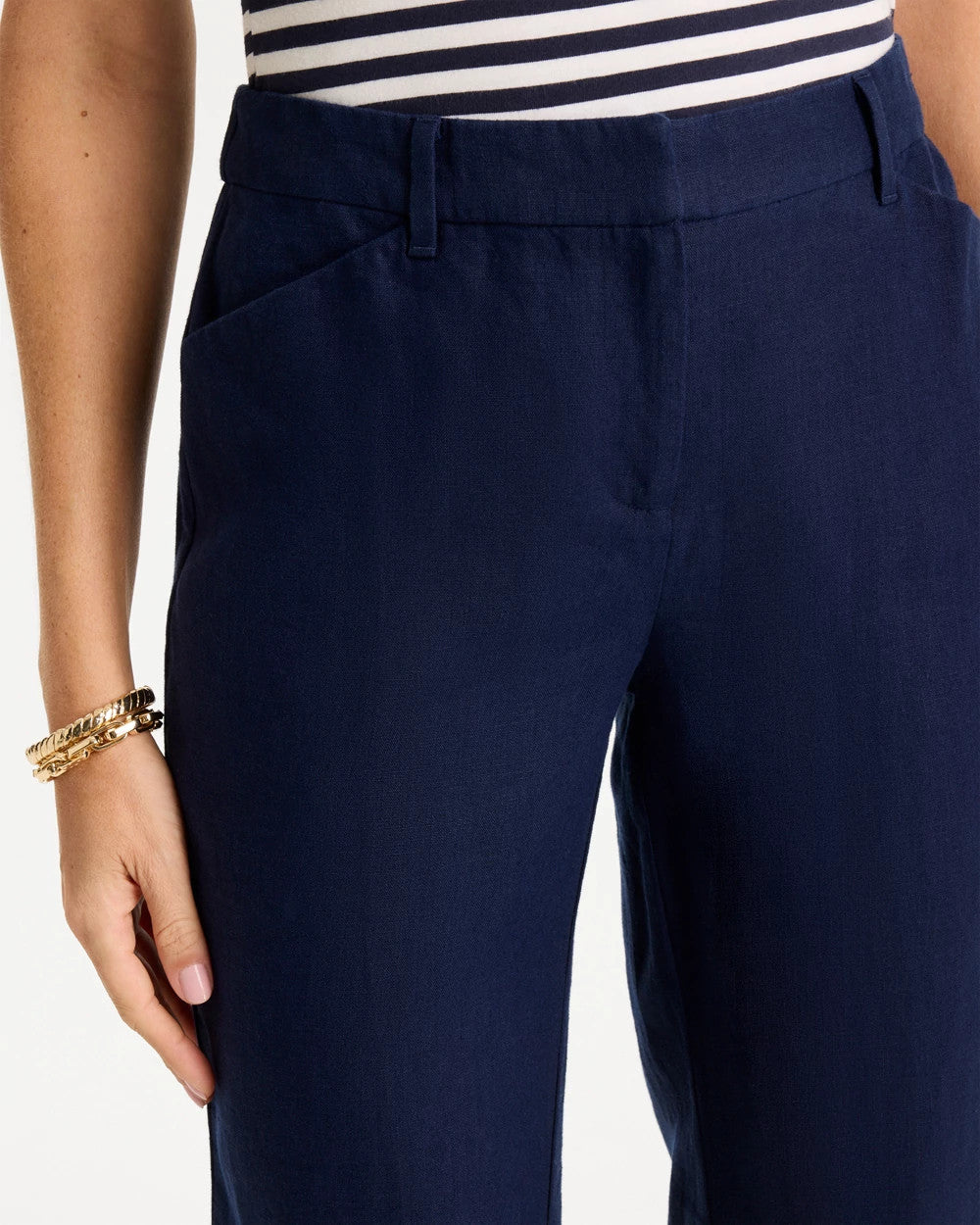 Linen Fly Front Pants - US 8073