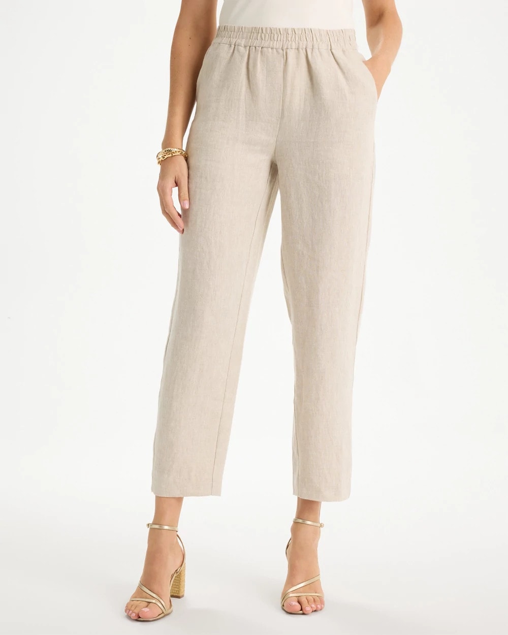 Linen Straight Tapered Ankle Pants - US 0675