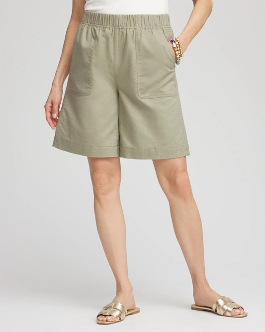Cotton-Linen Pull-On Utility Shorts - US 4652