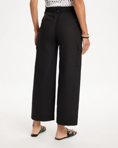 Linen-Blend Utility Wide Crop Pants - US 8206